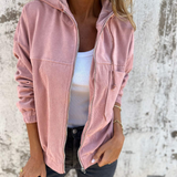 Bella | Velvetinė striukė su gobtuvu ir užtrauktuku